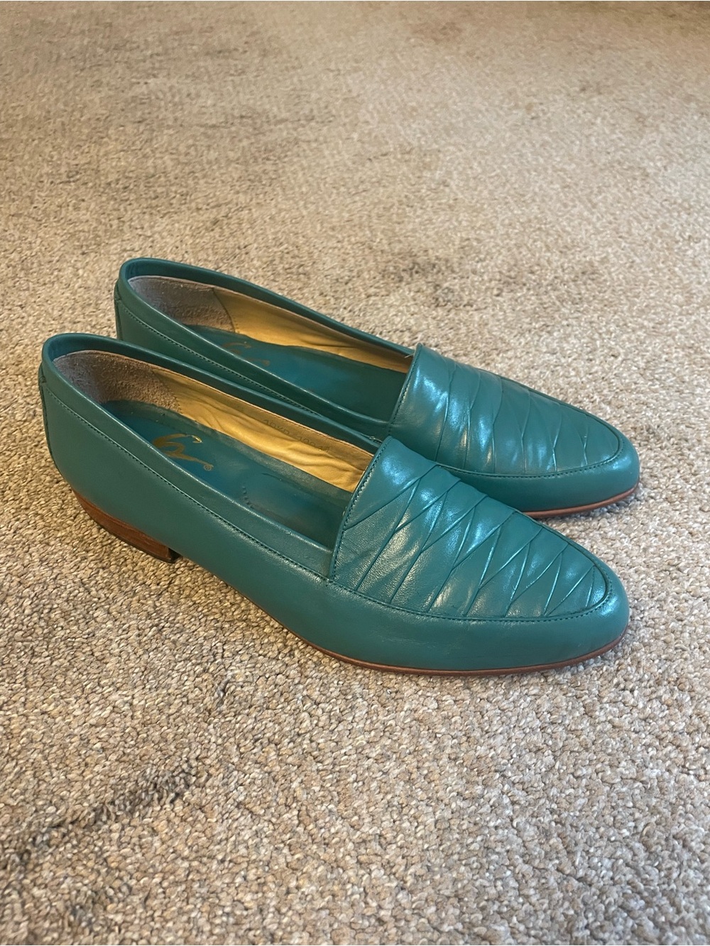 VTG 80’s Giorgio Brutini Le Glove Teal leather Loafers 10.5 D Made in Brazil